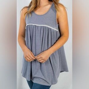 White Birch Blue Sleeveless Top